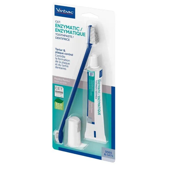 Virbac Kit dentifrice enzymatique + brosse à dents pour chien/chat 1 kit
