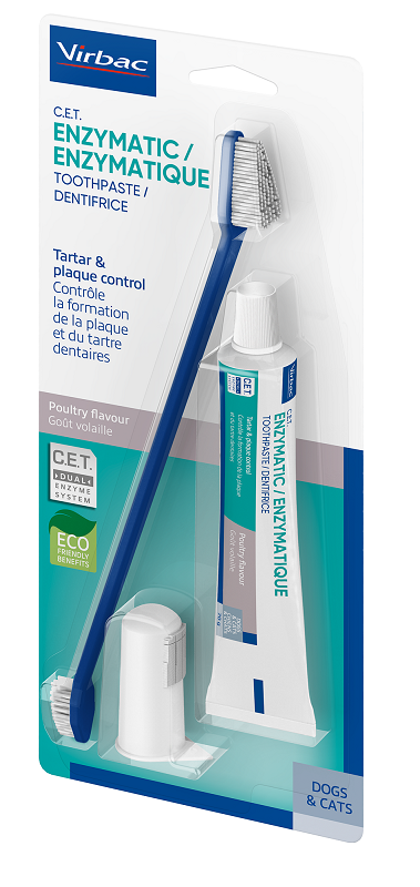 Virbac Kit dentifrice enzymatique + brosse à dents pour chien/chat 1 kit