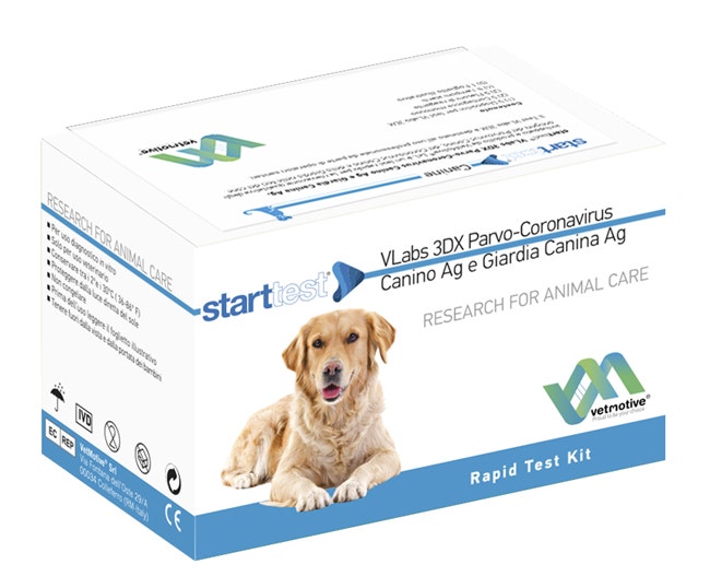 VetMotive Start Test Vlabs 3DX Parvo-Coronavirus canin Ag et Giardia canine Ag 5 kits