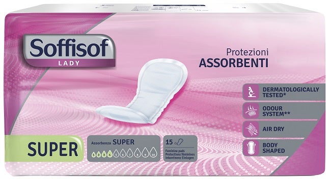 Soffisof Lady Air Dry Serviettes d'incontinence Super 15 pièces