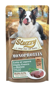 Stuzzy Monoprotein Veau frais aux betteraves, nourriture humide pour chiens adultes, sachet de 150 g