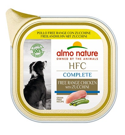 Almo Nature HCF Complete Poulet fermier aux courgettes pour chiens adultes Barquette 85 g