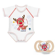 J Bimbi Ensemble bébé Twin Renne Sucette + Body pour nouveau-né Assortis