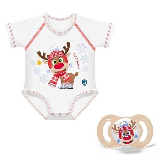 J Bimbi Ensemble bébé Twin Renne Sucette + Body pour nouveau-né Assortis