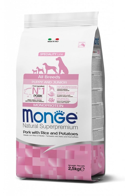 Monge Porc, Riz et Pommes de terre - Croquettes pour chiots - Sac de 12 kg
