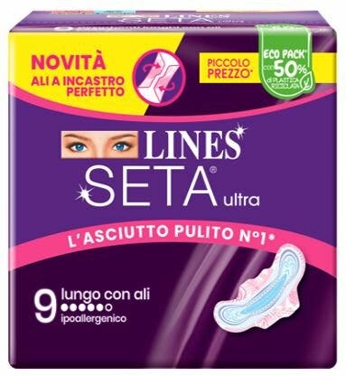 Lines Seta Ultra 9 Serviettes hygiéniques longues avec ailettes