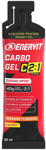Enervit Carbo Gel C2:1 Pro Gel Énergétique 60 ml, saveur orange