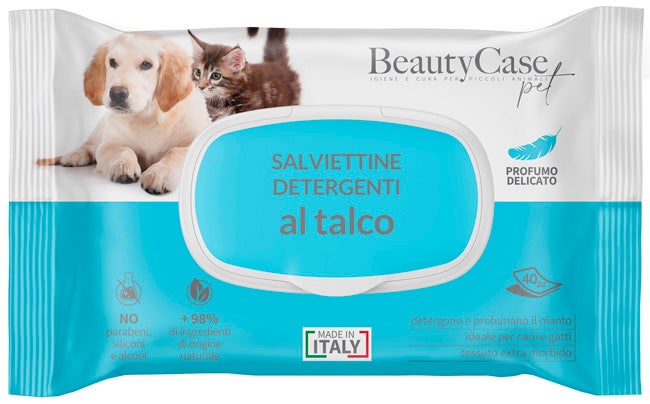 BeautyCase Salviettine Detergenti Per Cani E Gatti Talco 40 Pezzi