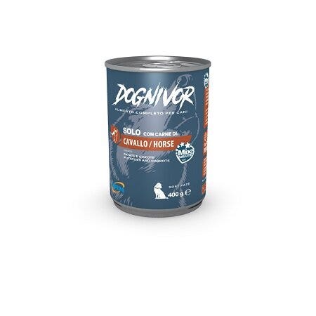 Drn Dognivor Nourriture humide au cheval, pommes de terre et carottes pour chiens adultes Boîte de 400 g