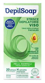 Depilsoap 20 bandes dépilatoires pour le visage, peaux normales