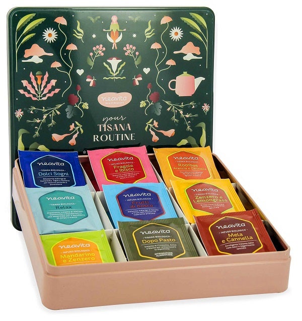 Neavita Cofanetto Tisana Routine In Latta Verde Con 36 Filtri Bio Assortiti