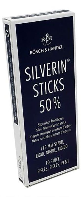 Crayon caustique Silverin au nitrate d'argent 50 % rigide, longueur 115 mm, 10 pièces