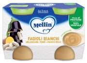 Mellin Omogeneizzato Fagioli Bianchi/Melanzane 2x130g 6Mesi+