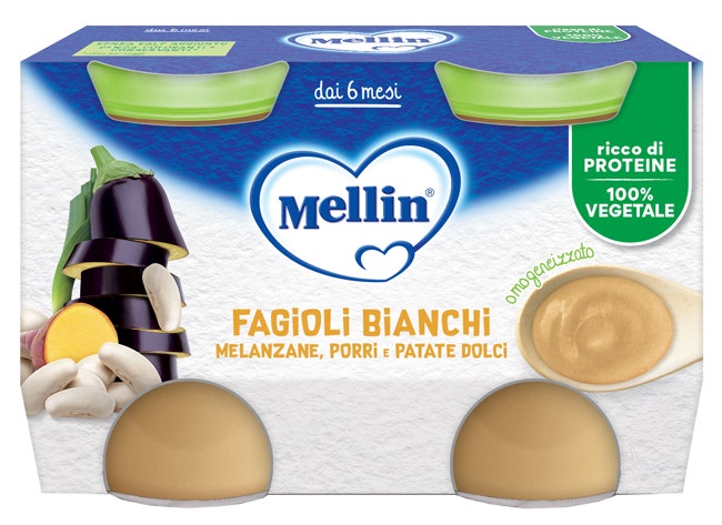 Mellin Purée de haricots blancs/aubergines 2 x 130 g 6 mois+
