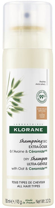 Klorane Shampoo Secco Extra-Delicato all'Avena & Ceramide Capelli Scuri 150ml