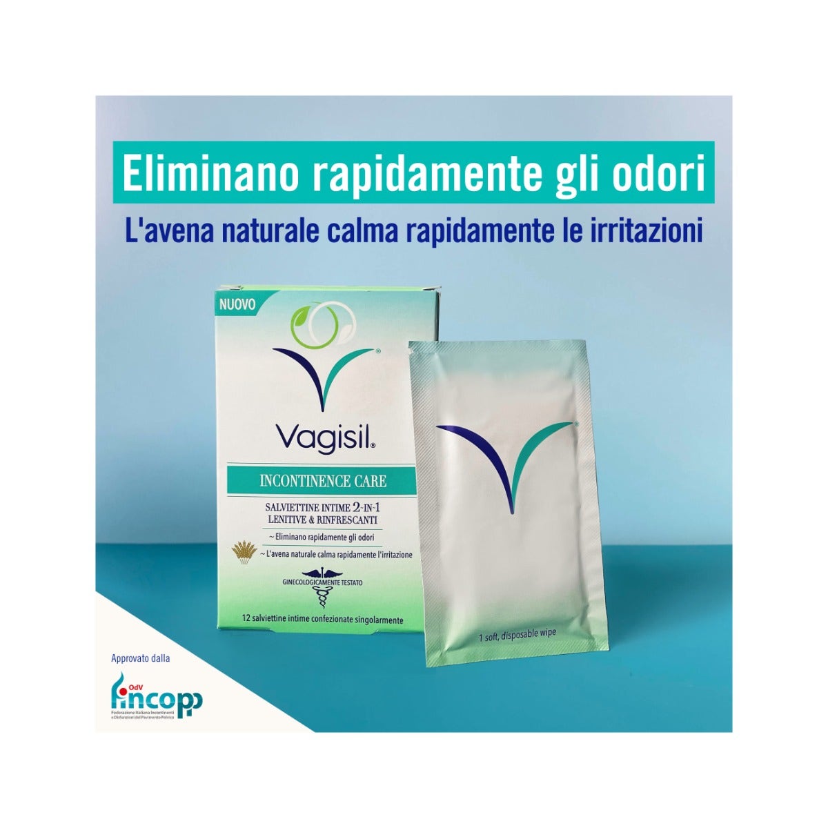Vagisil Soins de l'incontinence 12 lingettes intimes apaisantes et rafraîchissantes
