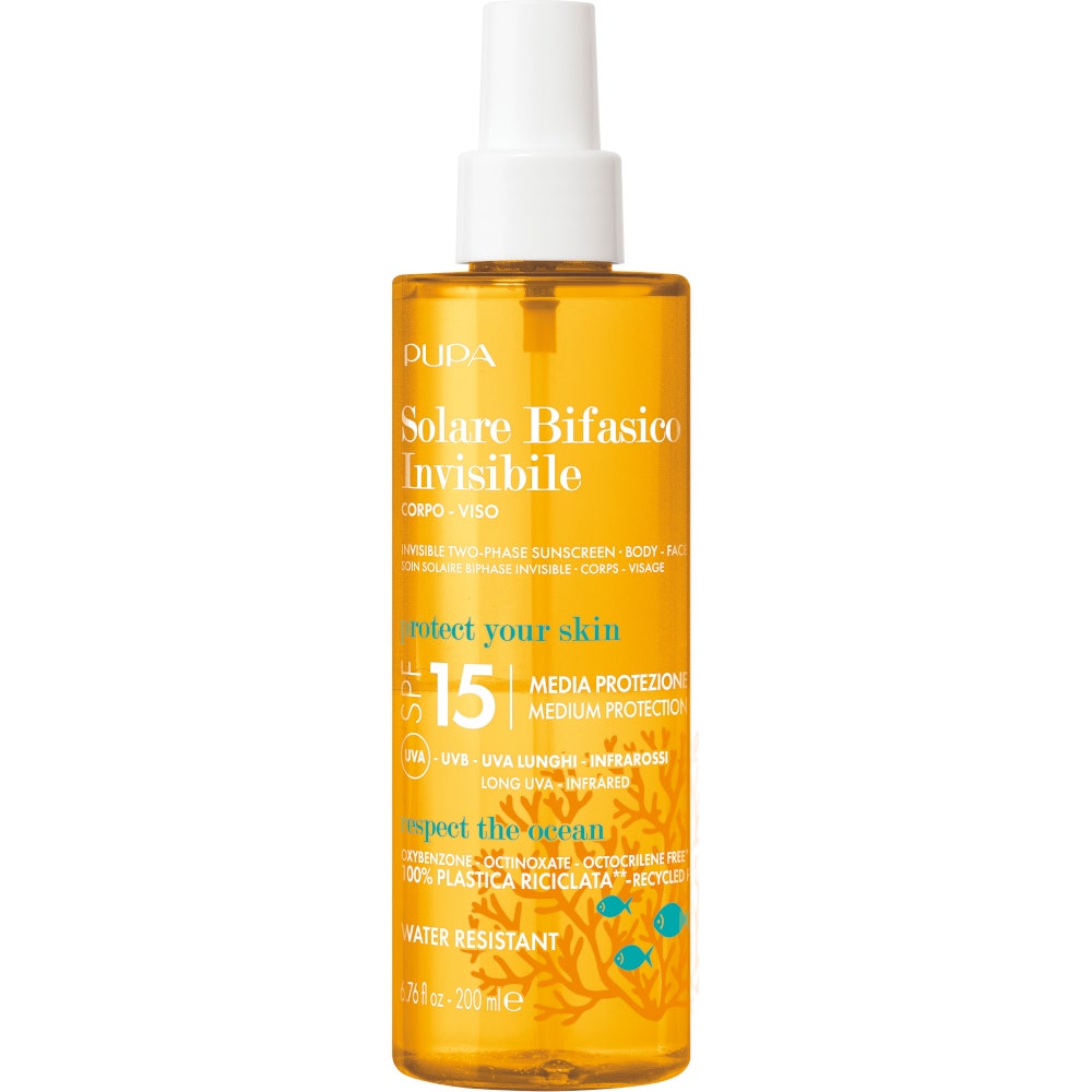 Pupa Soin Solaire Biphasé Invisible Corps et Visage SPF15 200 ml
