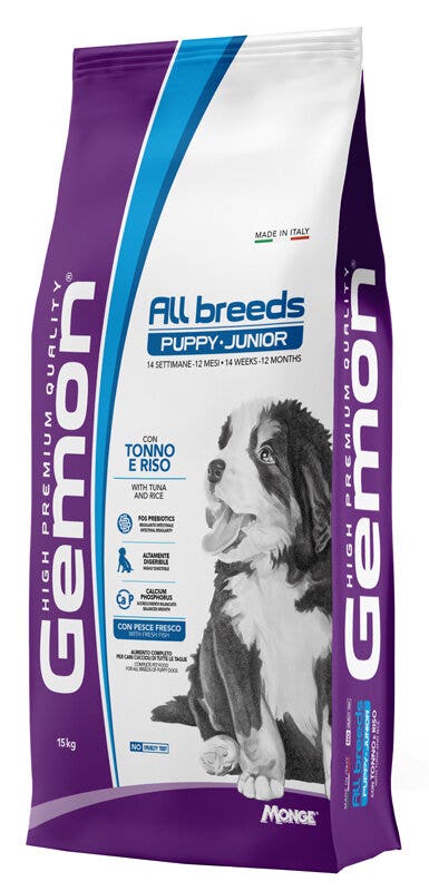 Gemon All Breeds Puppy Junior Thon/Riz Croquettes pour chiots Sac de 15 kg
