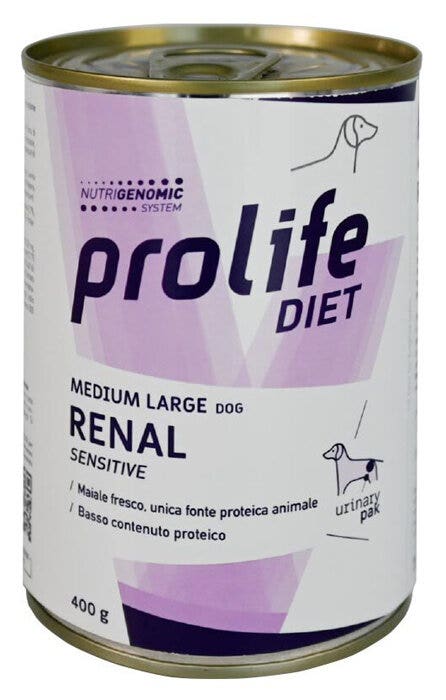 Prolife Dog Diet Renal Sensitive, nourriture humide pour chiens de taille moyenne/grande, boîte de 400 g