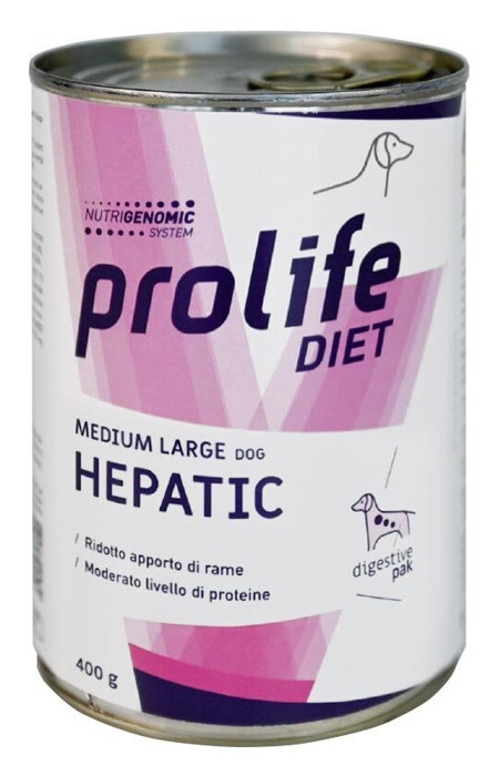 Prolife Diet Dog Hepatic Nourriture humide pour chiens de taille moyenne/grande Boîte de 400 g