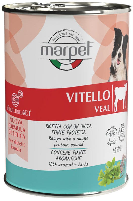 Marpet Aequilibriavet Dog Veau Nourriture humide pour chiens adultes Boîte de 400 g