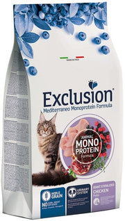 Exclusion Mediterraneo Monoprotein Noble Grain Giant Sterilized pour chats stérilisés, croquettes au poulet, 1,5 kg