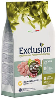 Dorado Exclusion Mediterraneo Monoprotein Noble Grain Mature Medium & Large Breed au poulet, croquettes pour chiens 12 kg
