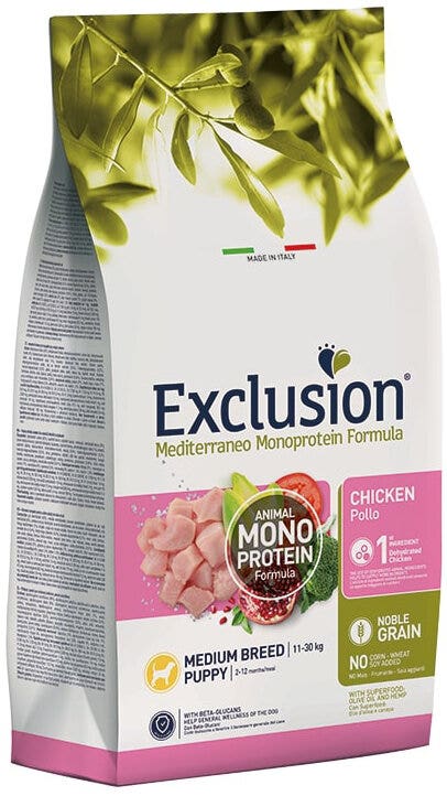 Dorado Exclusion Mediterraneo Monoprotein Noble Grain Croquettes au poulet pour chiots de race moyenne, nourriture sèche pour chiens, 3 kg