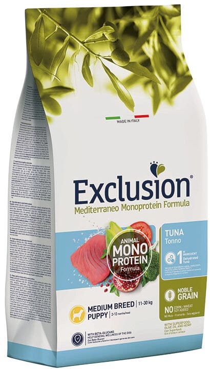 Dorado Exclusion Mediterraneo Monoprotein Noble Grain Puppy Large Breed au thon, croquettes pour chiens, 12 kg