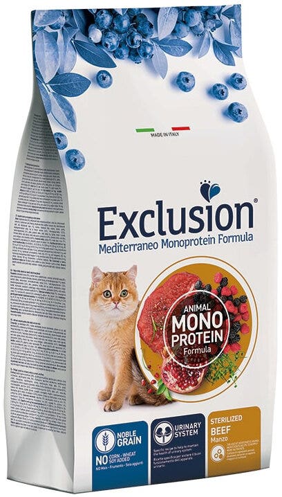 Exclusion Mediterraneo Noble Graincat Bœuf Croquettes pour chats stérilisés Sac de 12 kg