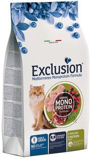 Exclusion Mediterraneo Monoprotein Noble Grain Sterilized Croquettes au poulet pour chats adultes 300 g