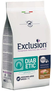 Exclusion Monoprotein Veterinary Diet Formula Diabetic Pork & Sorghum And Pea Medium Croquettes pour chiens 12 kg