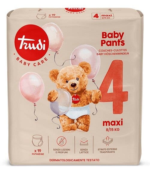 Trudi Baby Pants Pannolini a Mutandina Taglia 4 Maxi 8-15 Kg 19 Pezzi