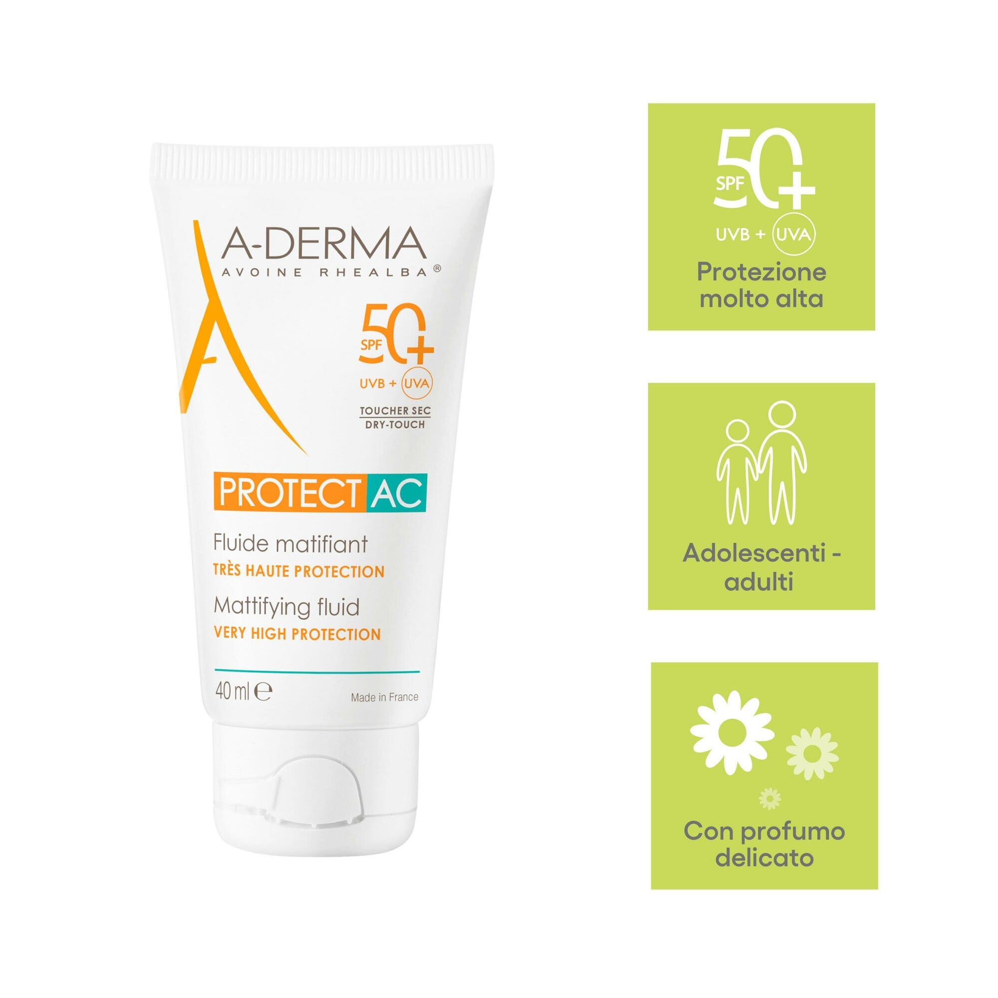 A-Derma Protect AC Fluido Opacizzante 40ml SPF50+