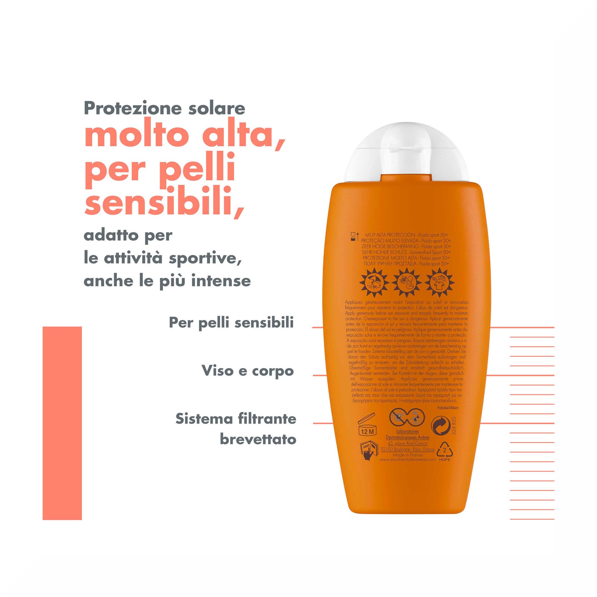 Eau Thermale Avene Protezione Solare Molto Alta Fluido Sport SPF 50+ 100ml