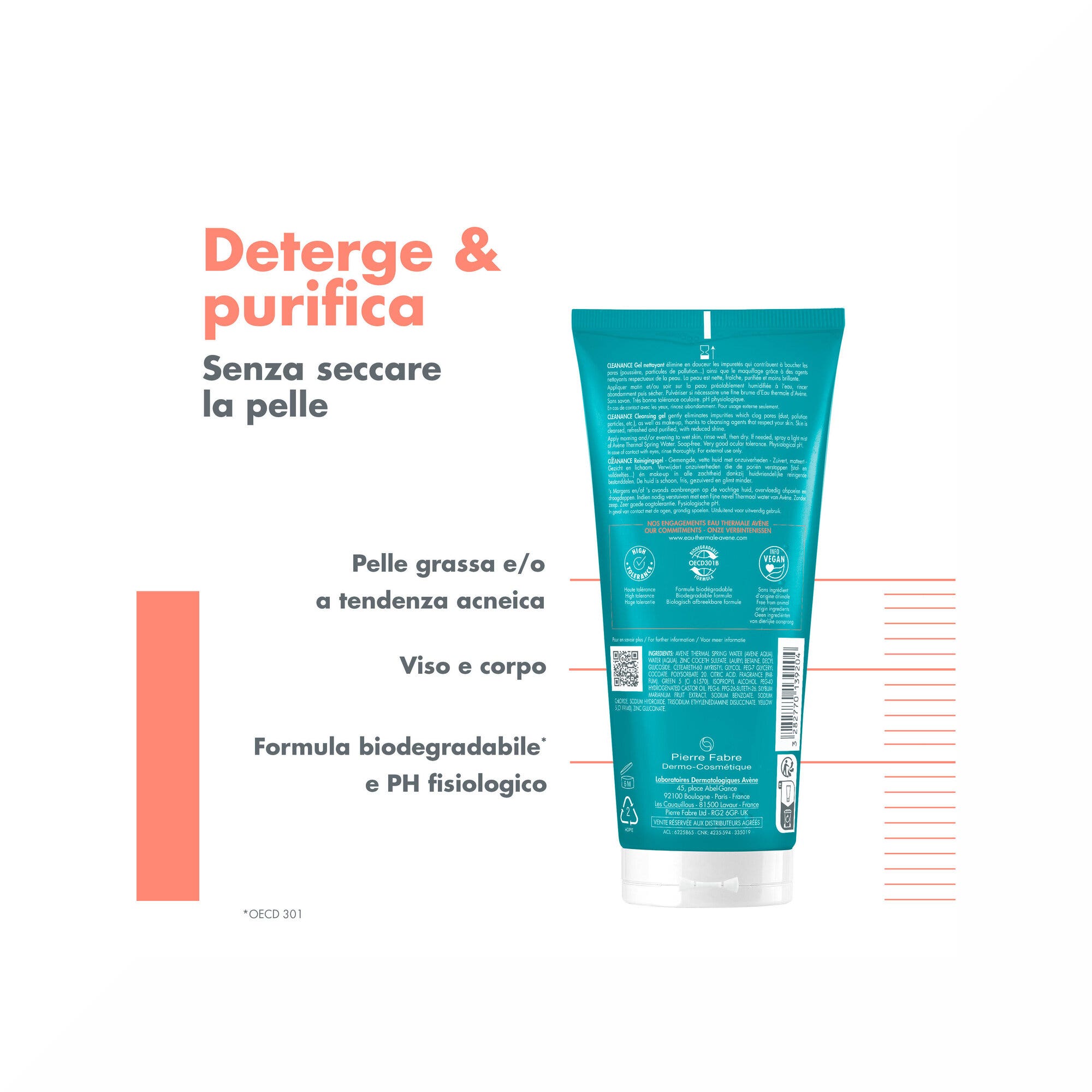 Eau Thermale Avène Cleanance Gel Detergente Purificante Pelle Grassa Con Imperfezioni 200ml