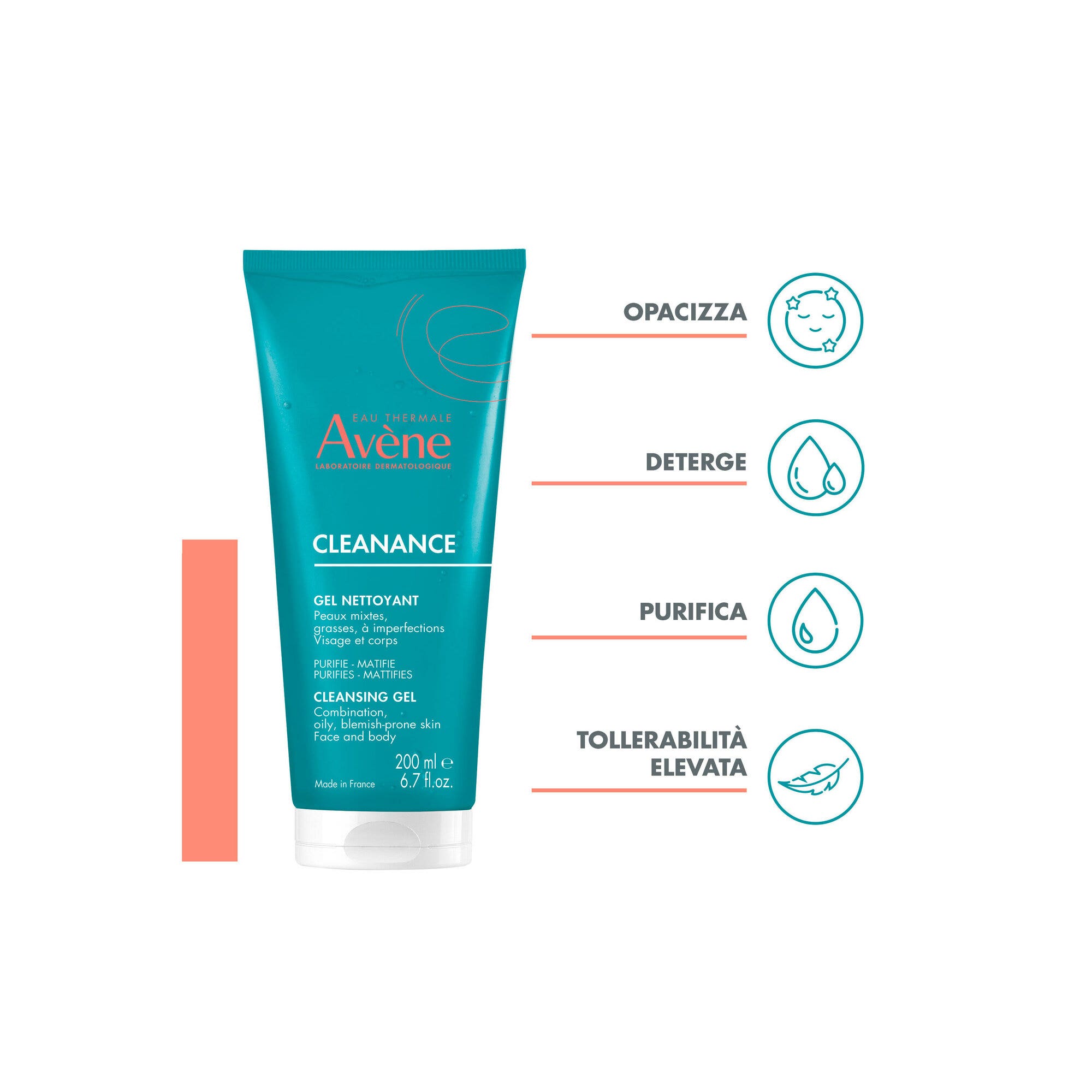 Eau Thermale Avène Cleanance Gel Detergente Purificante Pelle Grassa Con Imperfezioni 200ml