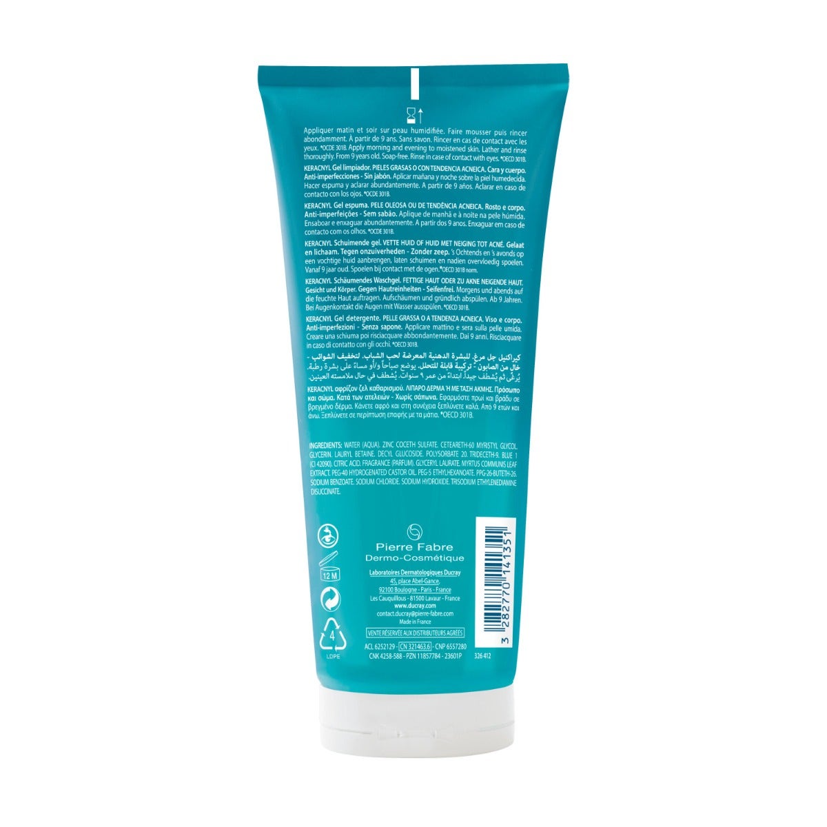 Ducray Keracnyl Gel Nettoyant pour Peaux Grasses 200 ml