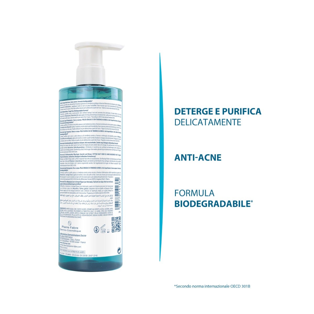 Ducray Keracnyl Gel Nettoyant pour Peaux Grasses 400 ml