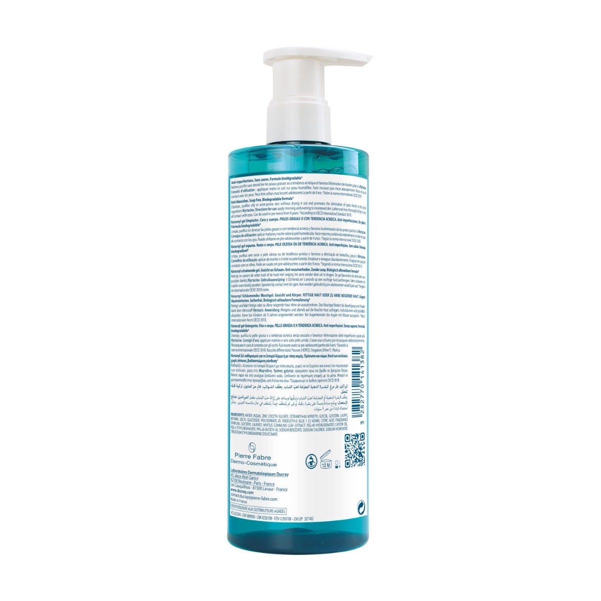 Ducray Keracnyl Gel Nettoyant pour Peaux Grasses 400 ml
