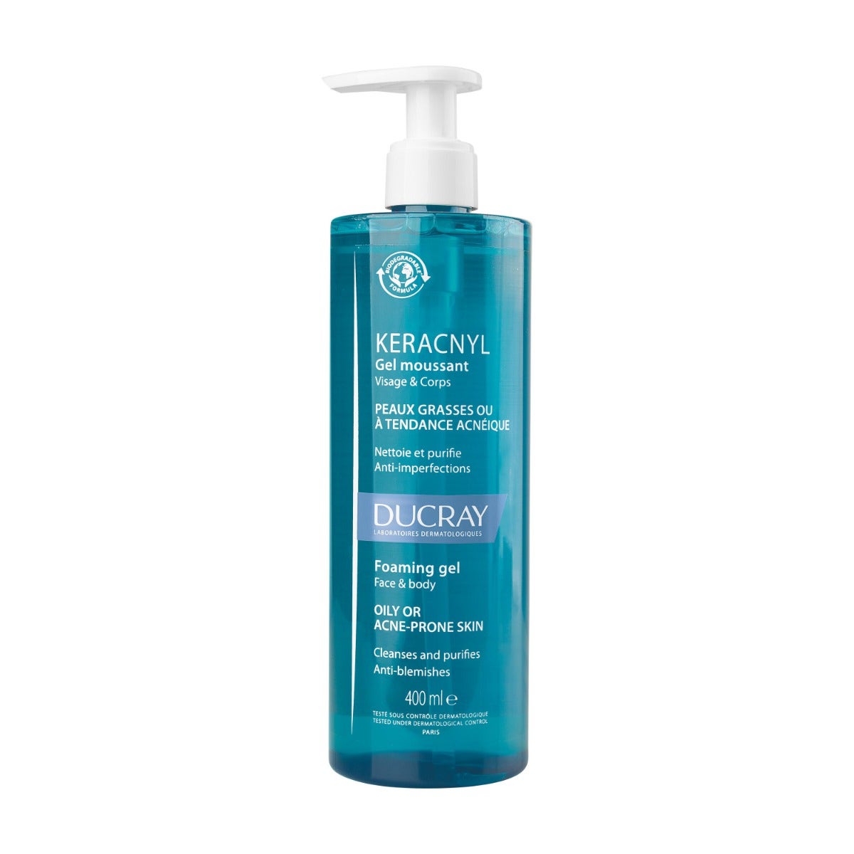 Ducray Keracnyl Gel Nettoyant pour Peaux Grasses 400 ml