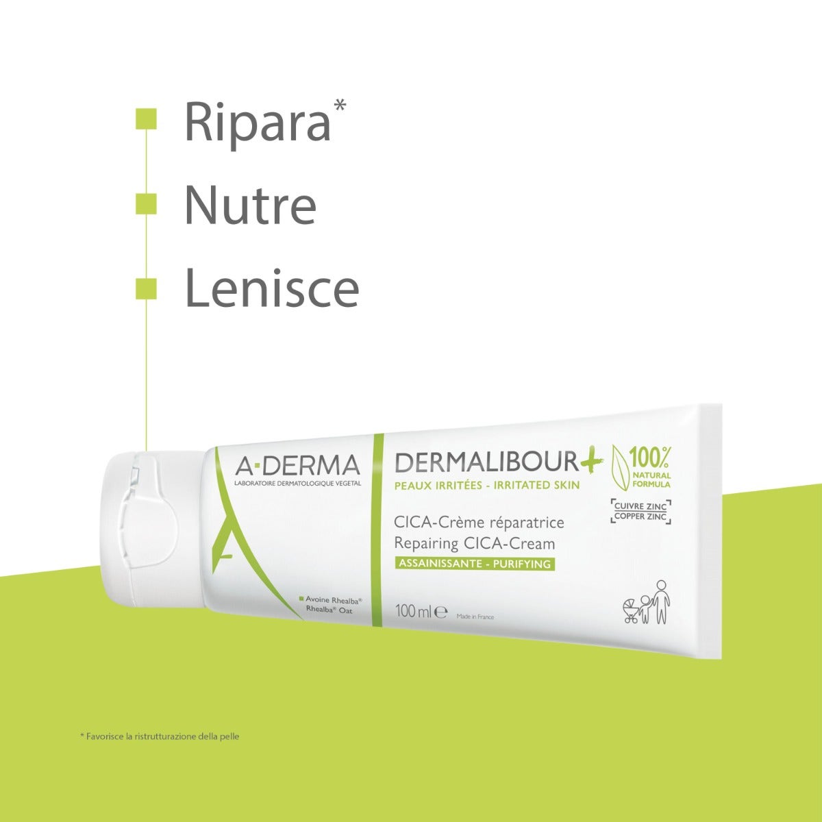 Aderma Dermalibour+ Cica-Crème restructurante purifiante pour peaux irritables 100 ml