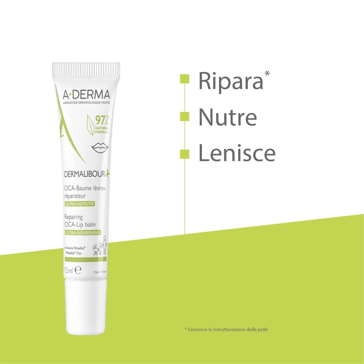 A-Derma Dermalibour+Cica Baume à lèvres 15 ml