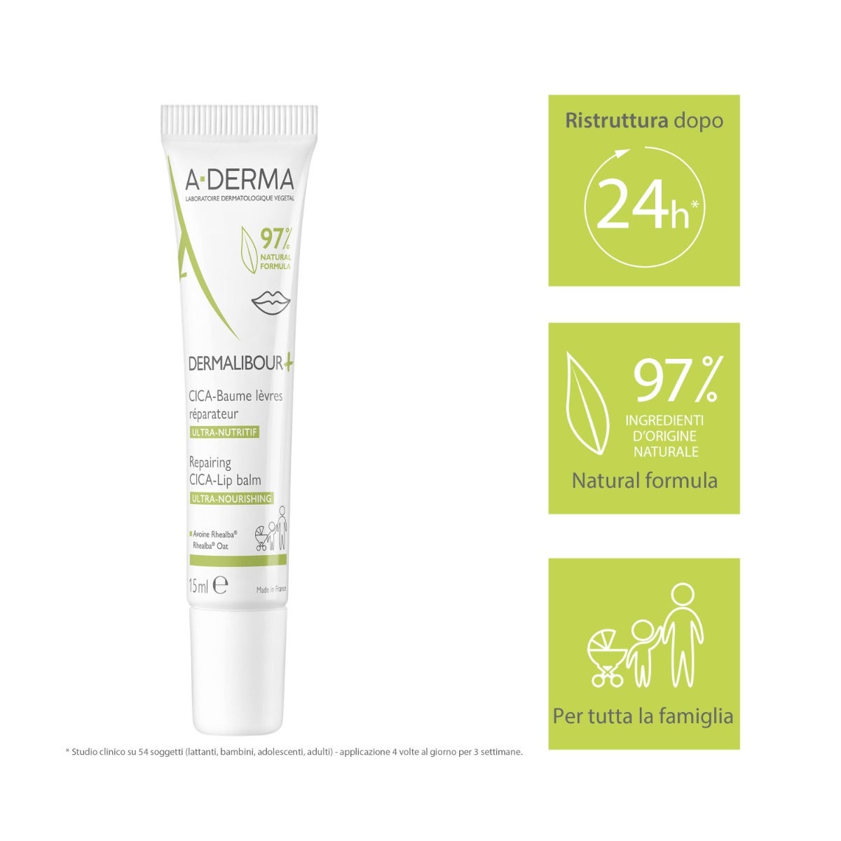 A-Derma Dermalibour+Cica Baume à lèvres 15 ml