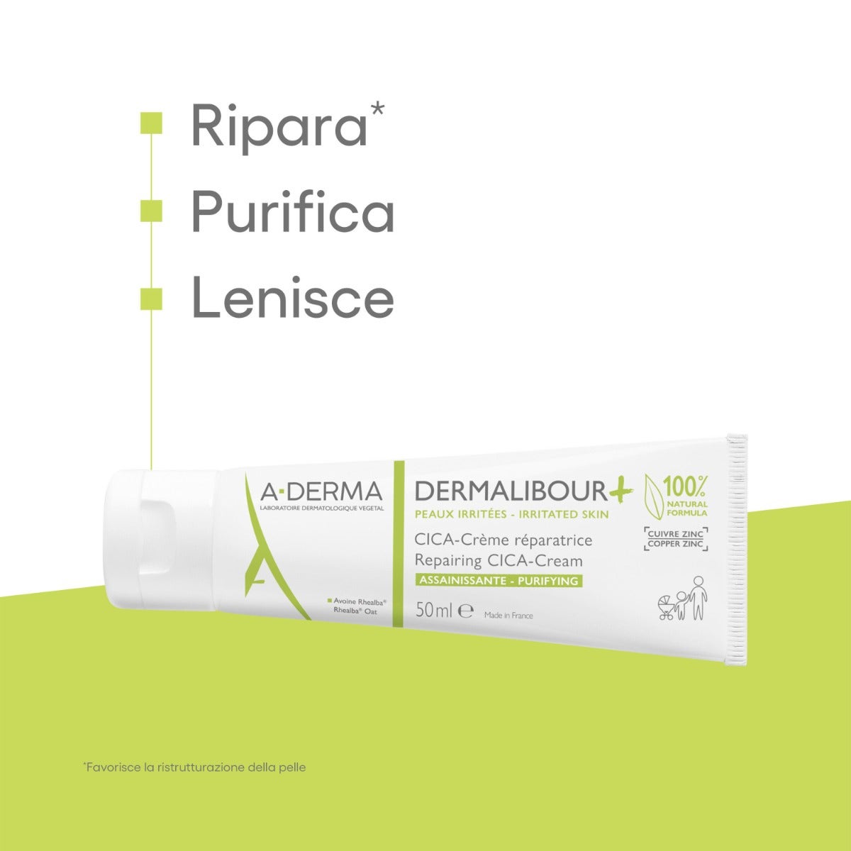 Aderma Dermalibour+ Cica-Crema Ristrutturante Purificante Pelli Irritabili 50ml