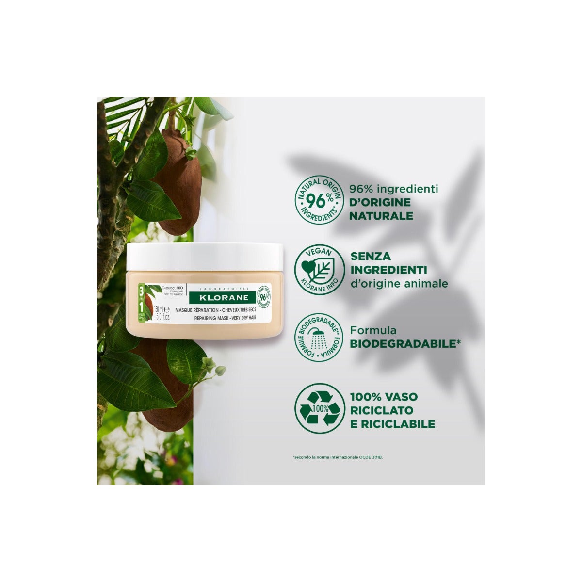 Klorane Maschera Al Burro Di Cupuacu Bio Riparatrice 150ml