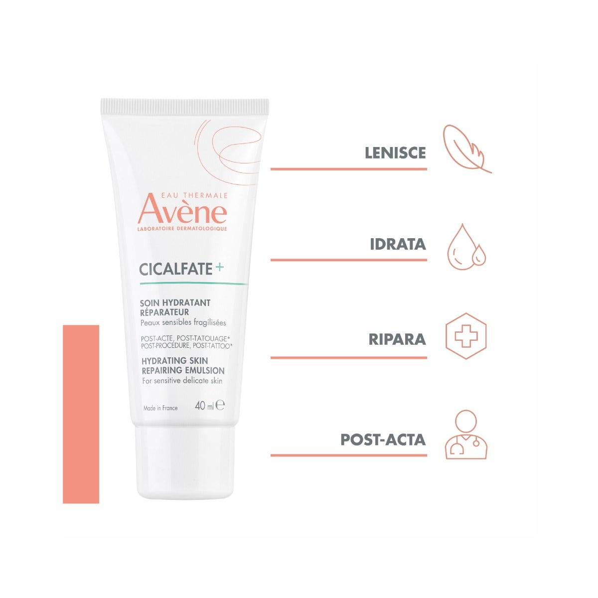 Avene Cicalfate+ Hydratant Reconstructeur Post-Chirurgie ou Tatouage 40 ml
