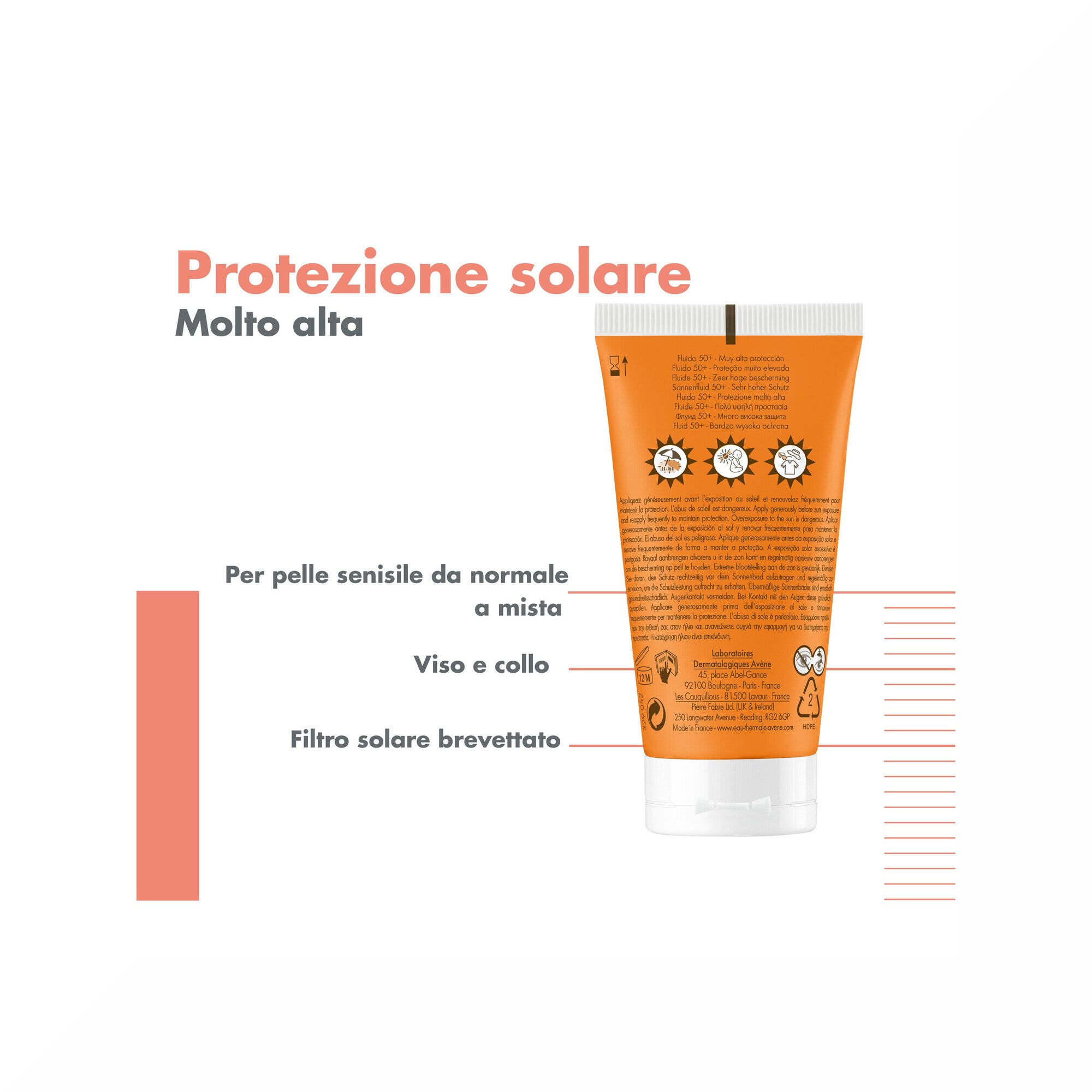 Avène Fluide SPF 50+ Soin solaire visage 50 ml Protection UV