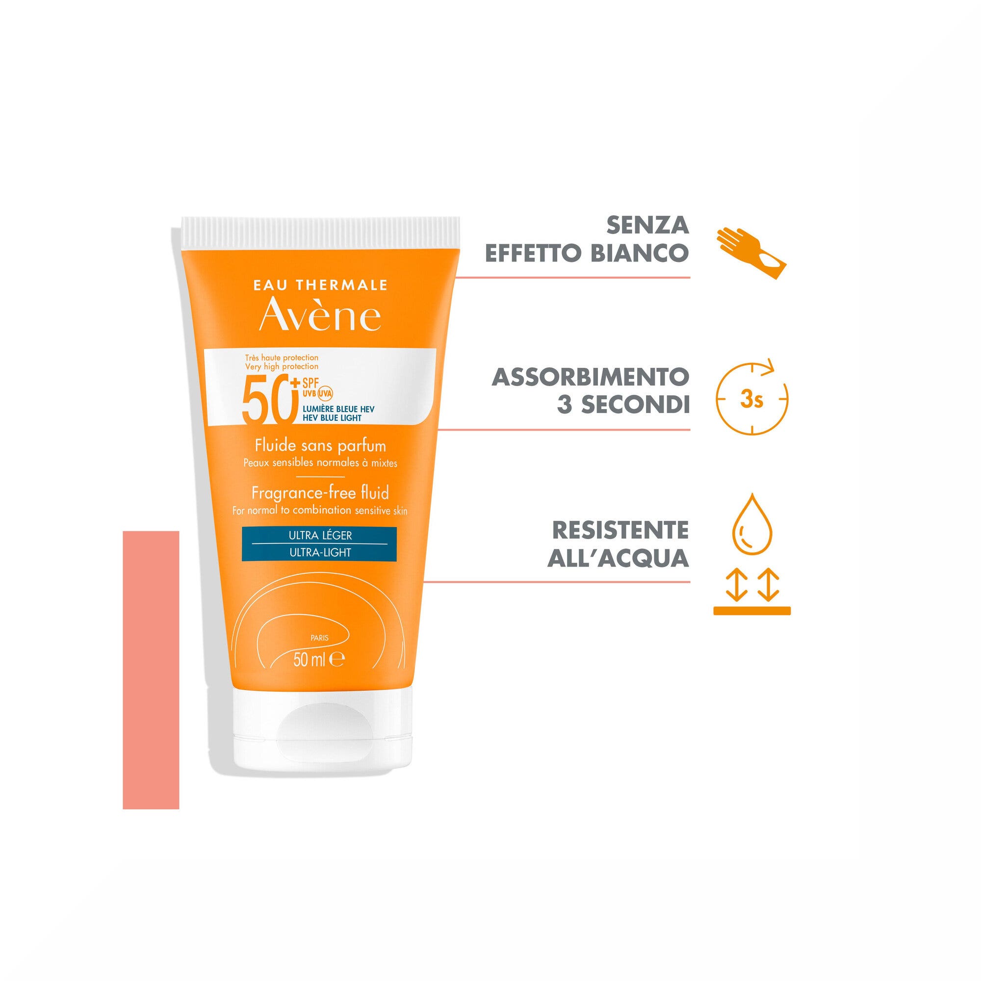 Avène Fluido Senza Profumo SPF 50+ Solare Viso 50ml
