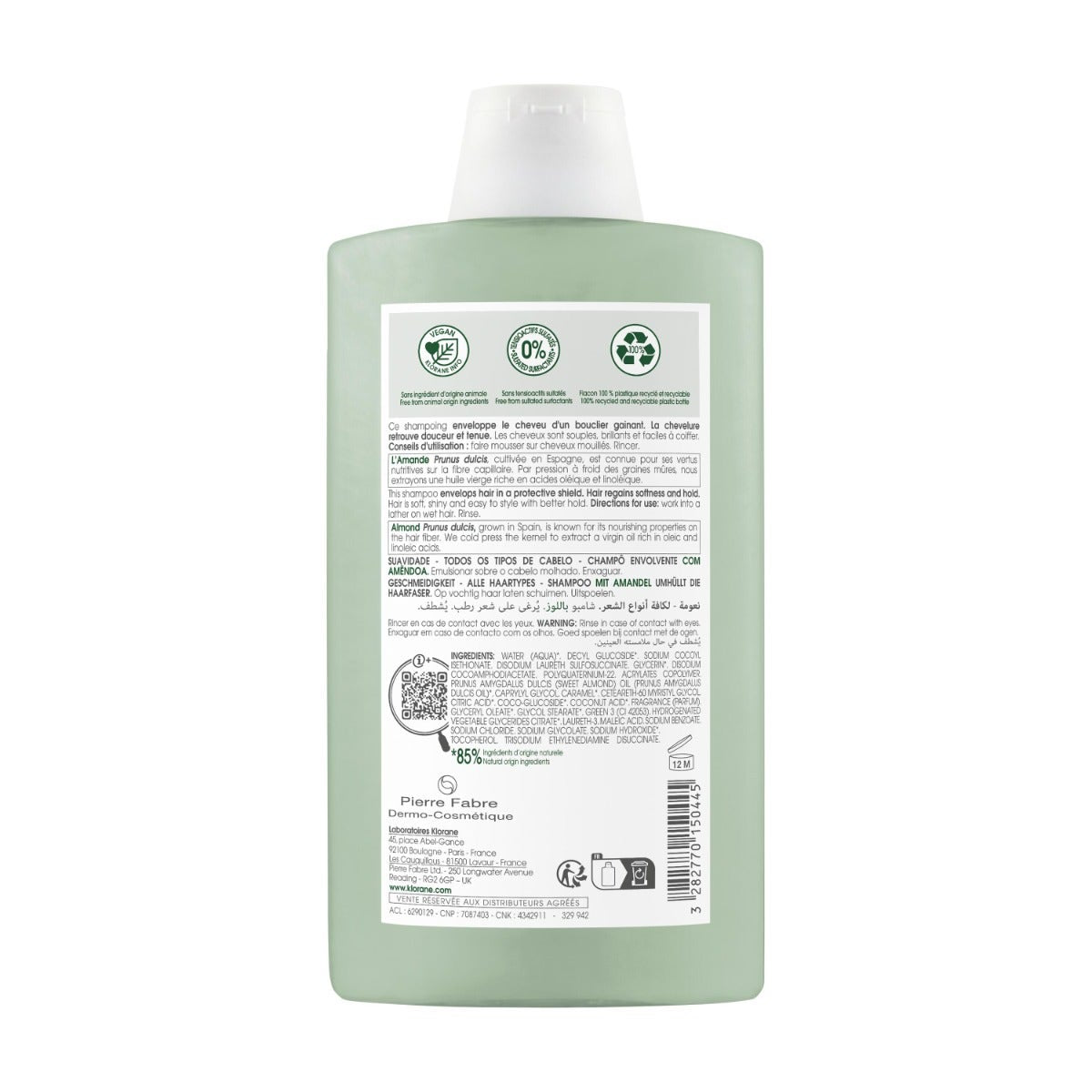 Klorane Shampooing au lait d'amande 400 ml